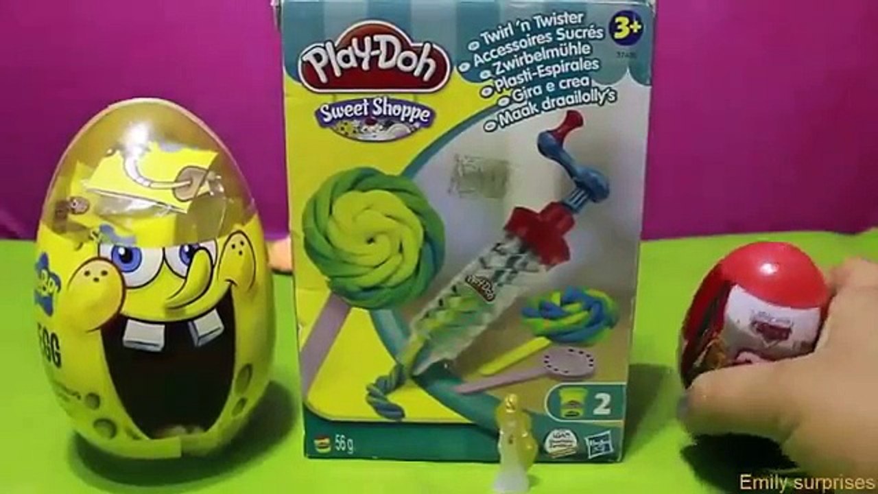 SpongeBob Surprise Eggs Surprise Kinder Eggs Play Doh Cars 2 Disney Princess by playdoemily