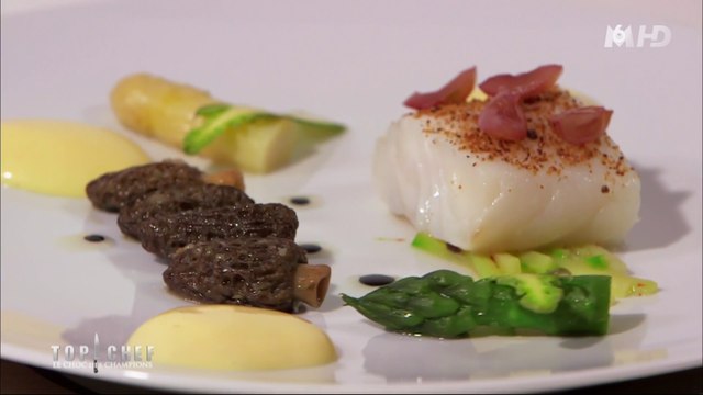 Le pavé de cabillaud, morilles et gelée d'asperges d'Eric Pras