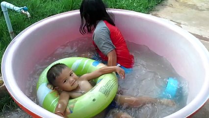 relaxing Dog Enjoys Water Time