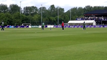 Mohammad Hafeez bowls William Porterfield - Belfast ODI