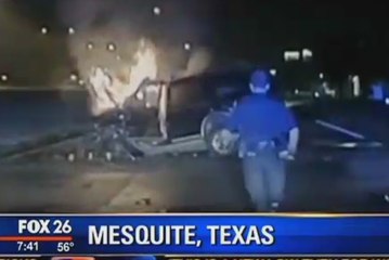 Texas police officers save man from burning SUV