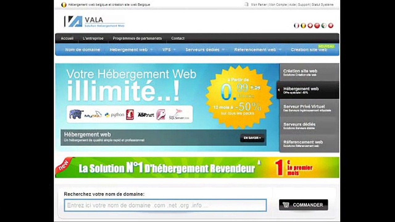 Hebergement Web France - Hébergeur Web Francais - Par Vala Bleu