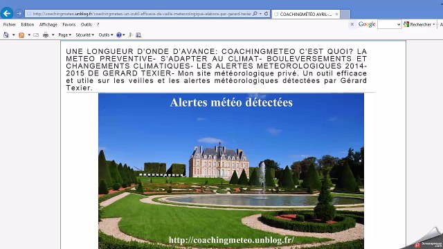 PRESENTATION DE MON SITE COACHING METEO, LES ALERTES METEO DETECTEES PAR GERARD TEXIER