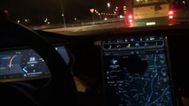 Night driving Tesla Model S P85  421 HP  with Gustav