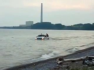 Tyler Stupid, driving thru water