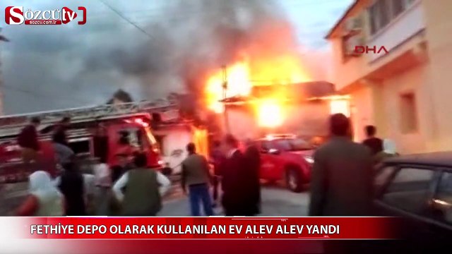 Depo olarak kullanılan ev alev alev yandı