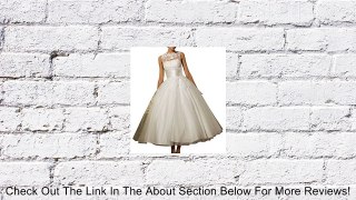 DAPENE® Women's Illusion Neckline A-Line Tea Length Ball Gown Wedding Dress Review