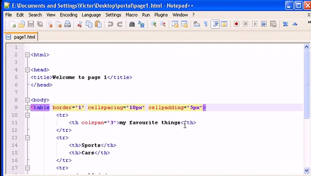 08. Table Width, Cellpadding And Cellspacing