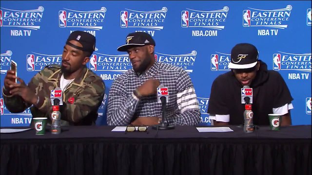 J.R. Smith Takes Selfie in Press Conference _ Hawks vs Cavaliers _ Game 4 _ 2015 NBA Playoffs