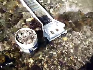 Home made sluice box in action