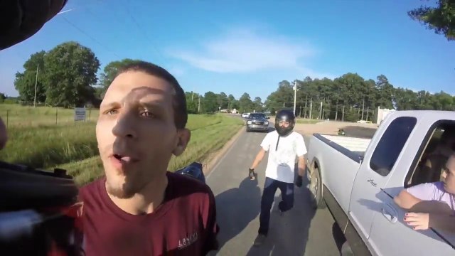 Justice served to driver that almost hits motorcyclist... by another one!