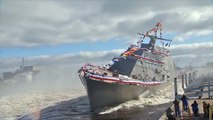 US-Kriegsschiff geht spektakulär zu Wasser