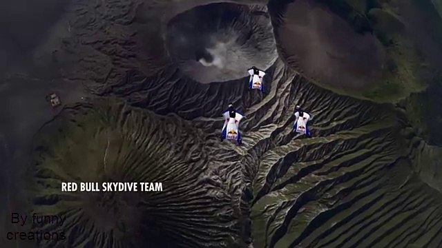 Amazing Wing suit flight over an active volcano