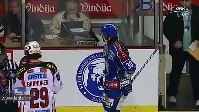 KHL Medveščak Zagreb : EC KAC (6.3.2012) - Massive hockey fight (including goalies)