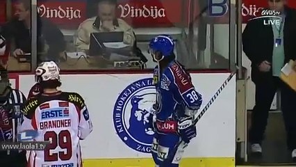 KHL Medveščak Zagreb : EC KAC (6.3.2012) - Massive hockey fight (including goalies)