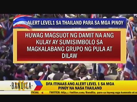 'Alert Level 1' raised for Filipinos in Thailand