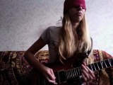 Amazing! Blindfolded guitar cover of Dream Theater On the Backs Of Angels Petrucci solo played by a girl