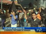 Continúan las marchas en La Mariscal por cambios de horario de atención