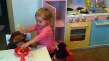 Kid plays with Toy Kitchen Kids Educational Toys Pretend Role Play Toy kitchen