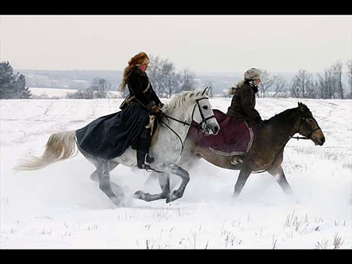 Казак на коне зимой