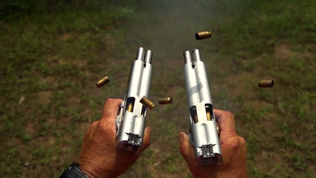 A gun that shoots two bullets at once