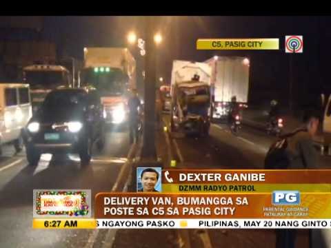 Truck hits post along C-5