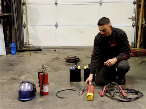 Welding with jumper cables and a pair of batteries