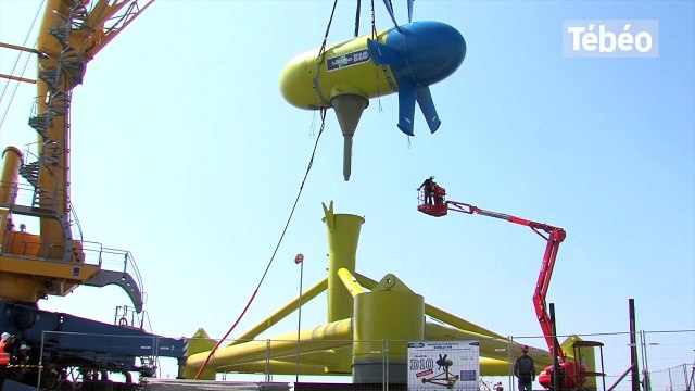 Brest. Sabella : la turbine positionnée sur la nacelle