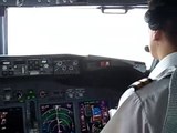 XL Airways Boeing 737-800 landing Lourdes cockpit view