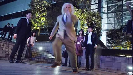 Albert Einstein has been spotted dancing on Tokyo street.  Hybrid Wakudoki