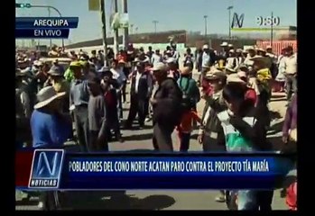 Tía María: Antimineros toman puente Añashuayco y anuncian marcha para el lunes