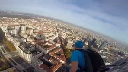 Download Video: BASE Jump from high tower in france!