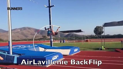 Renaud Lavillenie hace un backflip saltando con pértiga