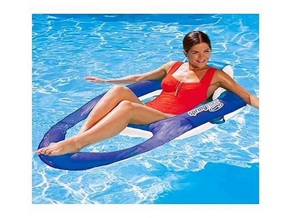 Spring Float Recliner- Blue With White