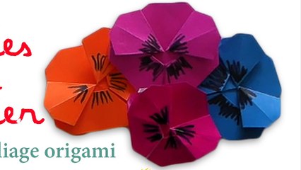 origami pensée, fleur en papier