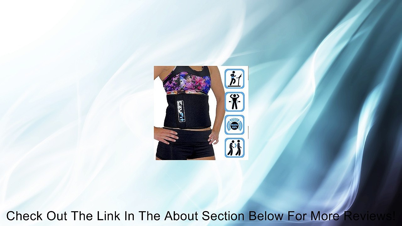 New EzyFit Quality Waist Trimmer Belt - Best Tummy Belt for Men & Women - Trim Curves, Contour Tummy, Shred Weight, �Burn Fat, Strengthen Abs, Improve Posture - Stomach Workout While You Exercise,� Adjustable Velcro, Extra Long & Wide, 3mm Neoprene - Pref