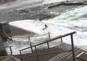 Huge Waves Sweeps Man Along Foreshore on Sydney's Dee Why Beach