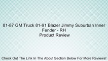 81-87 GM Truck 81-91 Blazer Jimmy Suburban Inner Fender - RH Review