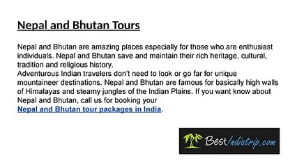 Choose Nepal and Bhutan Tour Packages in India