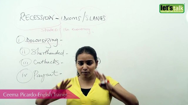 Spoken English Lessons - Ceema ( ESL) - English Lesson : Recession - Vocabulary, Slangs & Idioms. English Lessons to speak fluent English