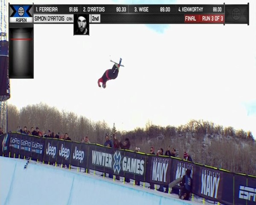 X Games Ski Superpipe Hommes - Victoire de Simon d'Artois