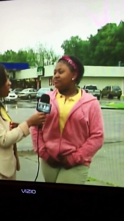 Girl pees on herself during TV Interview