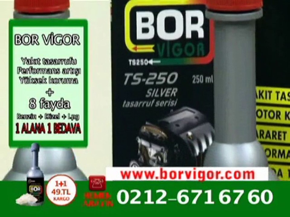 BOR VİGOR - SÜPER KAMPANYA 1 ALANA 1 BEDAVA 49 TL (Motor yağı katkısı-Yüksek yakıt tasarrufu)