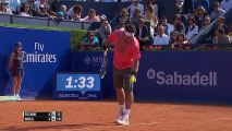 Rafa hits an amazing backhand - Rafael nadal vs Fabio Fognini