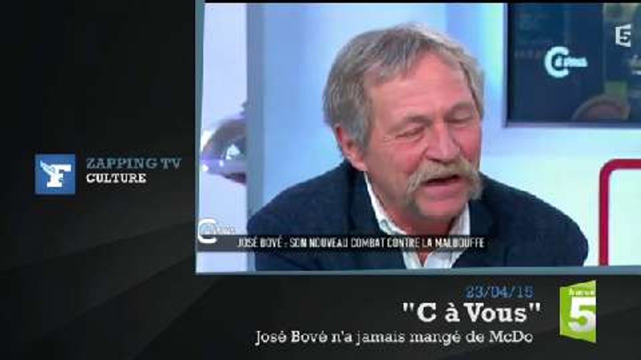 Zapping TV : José Bové écoeuré par un hamburger de chez McDo