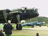 An Avro Lancaster starts up, taxis out, takes off and does a flypast