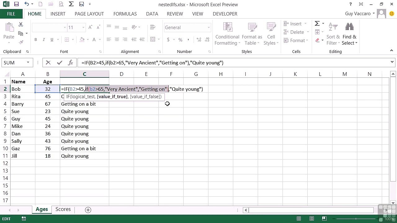Excel 2013 - Nesting The IF Statement-3.02