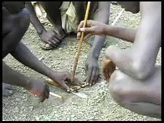 Hadzabe Bushmen Making Fire