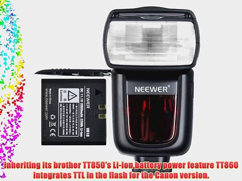 Neewer TT860 *LI-ION BATTERY* Speedlite Flash E TTL Camera Flash for Canon 5D Mark 2 3 6D 7D