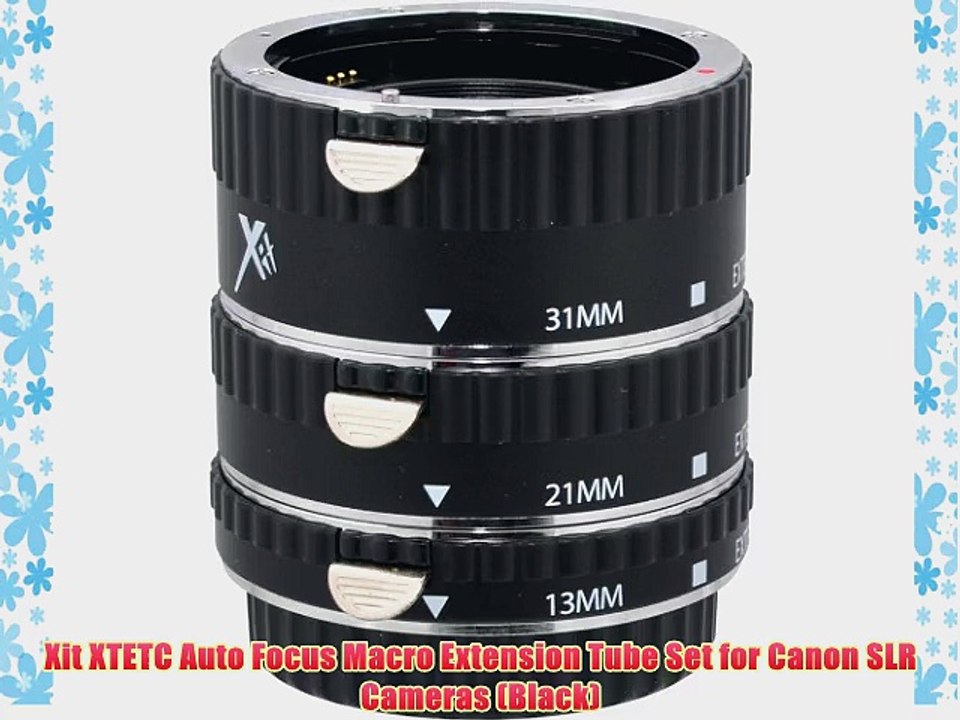Xit XTETC Auto Focus Macro Extension Tube Set for Canon SLR Cameras (Black)